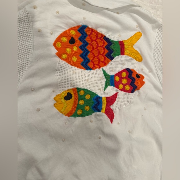 Vintage IB Diffusions Half Zip With Embroidered Fish Sequins Appliqué Beads - Picture 11 of 11
